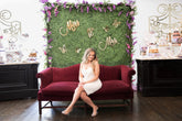 Lavender Garden Theme Boxwood Backdrop Rental